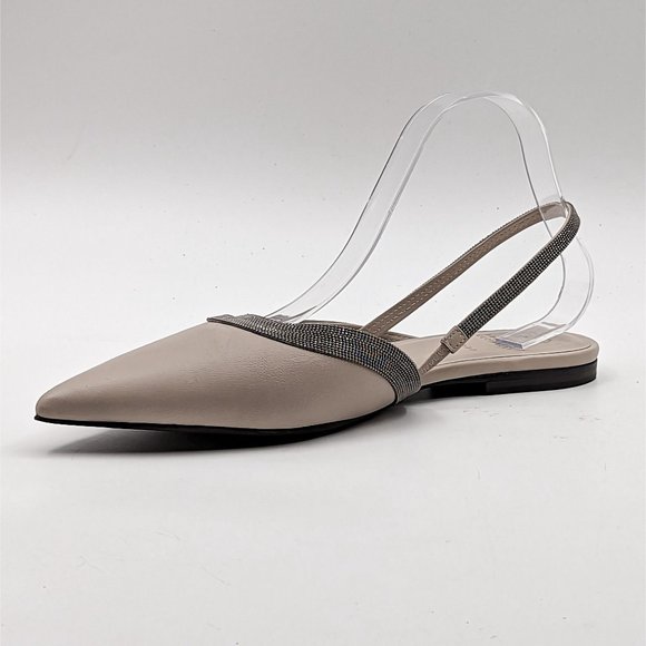 Brunello Cucinelli Women Nappa Beige Leather Slingback Flats Size 11US EUR41 - Picture 9 of 11